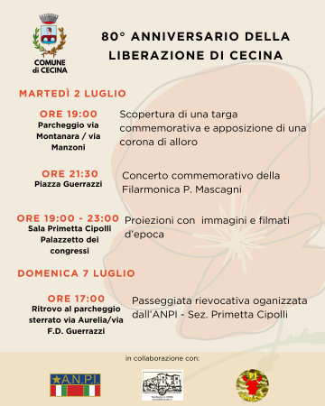 2 Luglio 2024: Commemorazione dell'80° anniversario della Liberazione di Cecina