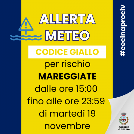 Allerta meteo codice giallo per rischio mareggiate