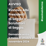 Rinnovo albi Presidenti di seggio e scrutatori di seggio